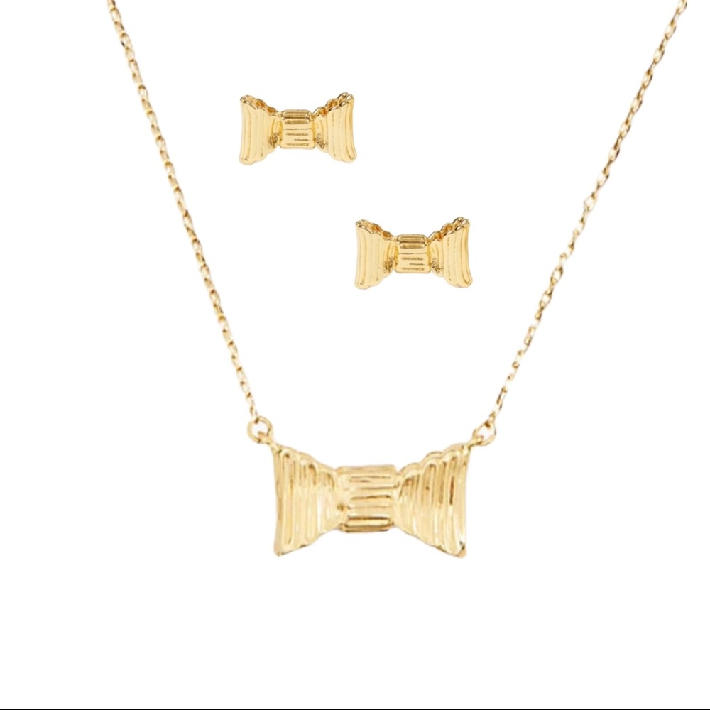NWT ♠️ Kate Spade Mini Bow Pendant Necklace & Earrings Set - Picture 1 of 11